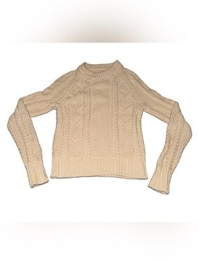 L.L. Bean Cream Cable Knit Turtleneck Sweater xs